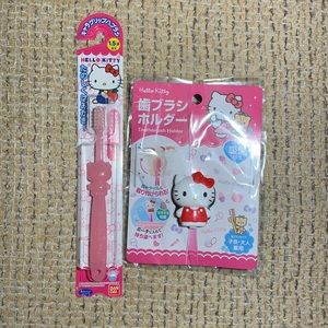 Hello Kitty bathroom set toothbrush and holder from Japan